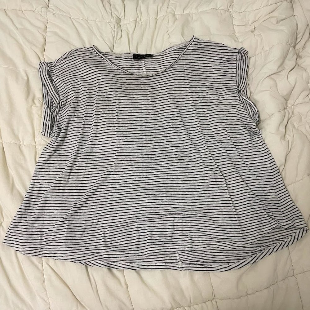 Black and White Stripe HATCH Linen Circle Tee